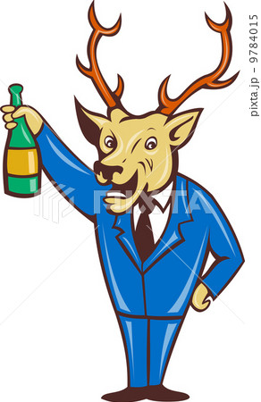 stag deer holding champagne wine bottle 9784015