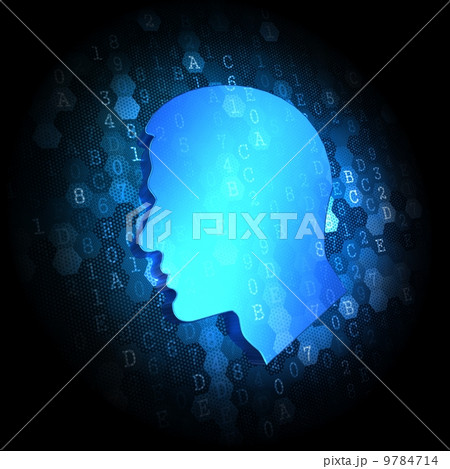 Profile of Human Head on Digital Background. Profile of Human Head on Digital Background. 9784714