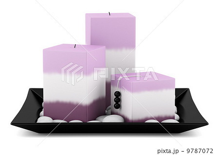 three purple candles on dish isolated on white background three purple candles on dish isolated on white background 9787072