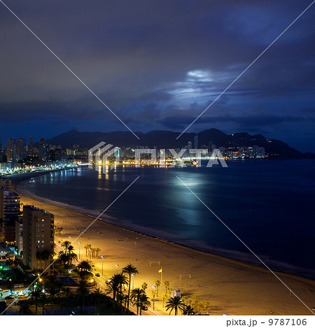 View of Benidorm at night, Costa Blanca, Spain 9787106