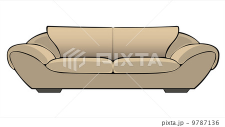 vector cartoon beige couch isolated on white background 9787136