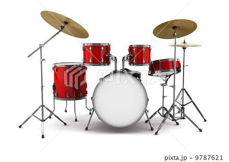 red drum kit isolated on white background 9787621