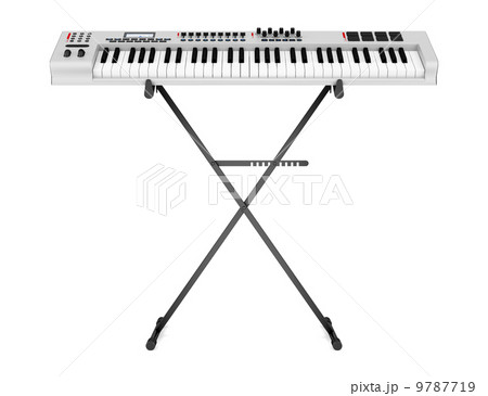 gray synthesizer on stand isolated on white background gray synthesizer on stand isolated on white background 9787719