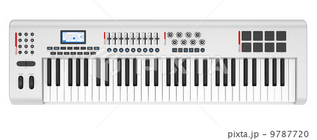 top view of gray synthesizer isolated on white background top view of gray synthesizer isolated on white background 9787720