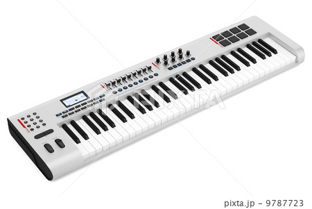 gray synthesizer isolated on white background 9787723