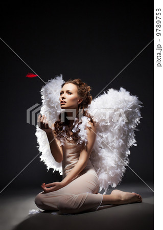 Charming young woman posing dressed as angel Charming young woman posing dressed as angel 9789753
