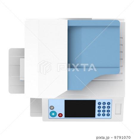 top view of modern office multifunction printer isolated on whit 9791070