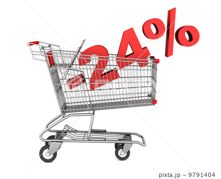 shopping cart with 24 percent discount isolated on white backgro 9791404