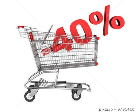 shopping cart with 40 percent discount isolated on white backgro 9791410