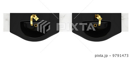 top view of modern double black bathroom sink isolated on white top view of modern double black bathroom sink isolated on white 9791473