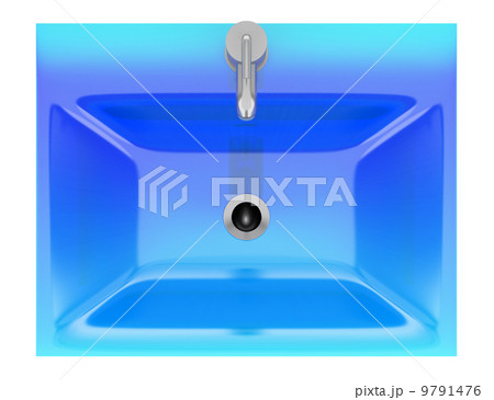 top view of modern blue glass bathroom sink isolated on white ba 9791476