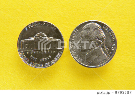 第３代アメリカ大統領トマスジェファーソン肖像のコインの写真素材