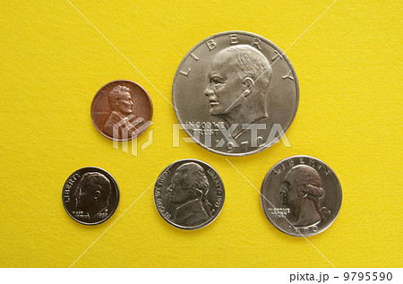 アメリカ歴代 大統領肖像のコインの写真素材