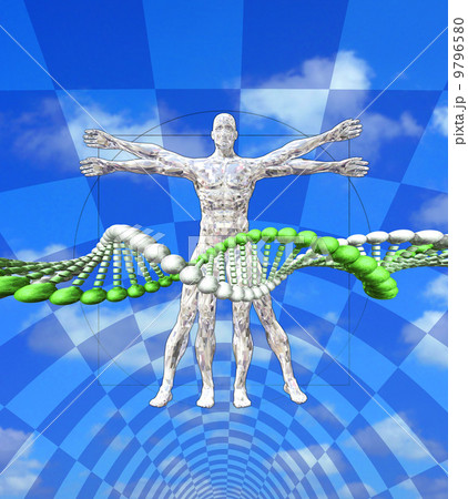 人体と遺伝子配列のイメージ 9796580