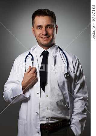 Medical doctor with stethoscope portrait 9797133