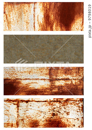 Set of banners with rusty metal texture 9798019