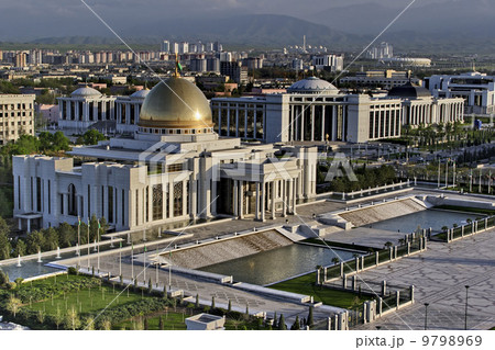 General Views to the president palace. Ashkhabad. Turkmenistan. 9798969