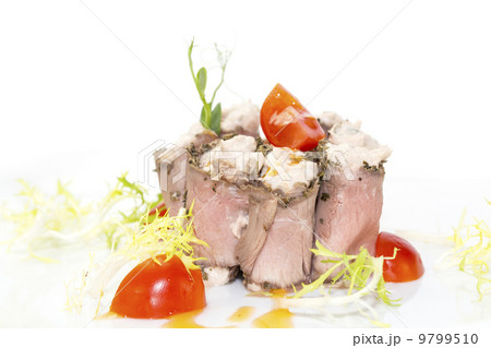 meat rolls with cheese decorated with tomato 9799510
