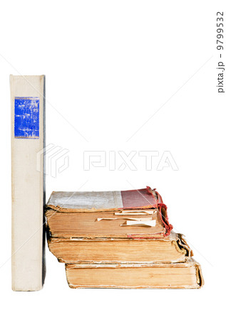 pile of old books, isolated on white 9799532