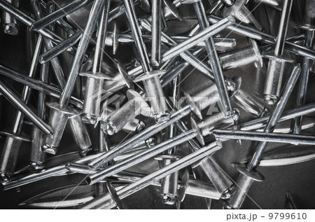 Aluminium assembly rivets, close up 9799610
