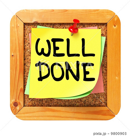 Well Done. Yellow Sticker on Bulletin. 9800903