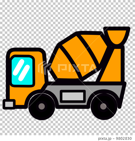 ポップでかわいいミキサー車のイラスト素材 980