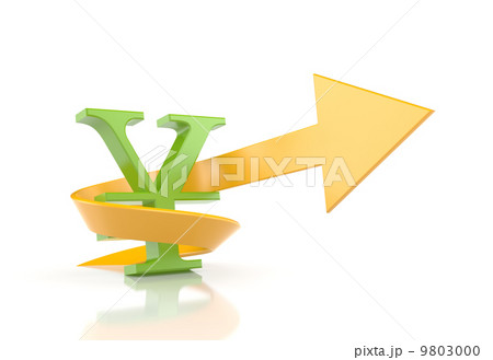 Yen sign with arrow. Symbolize growth 9803000