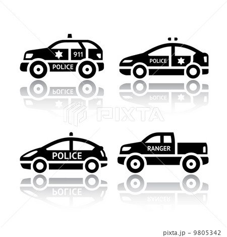 Set of transport icons - Police cars 9805342
