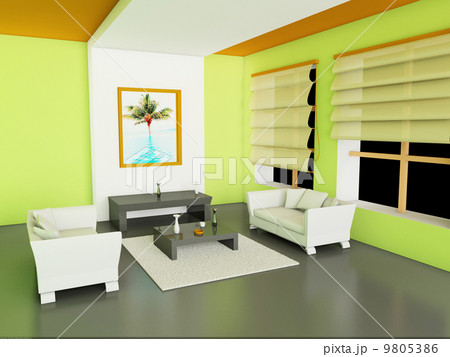 3d Illustration of modern interior of living-room. 3d Illustration of modern interior of living-room. 9805386