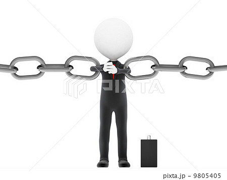 Link. Businessman restrains break the chain on white background 9805405