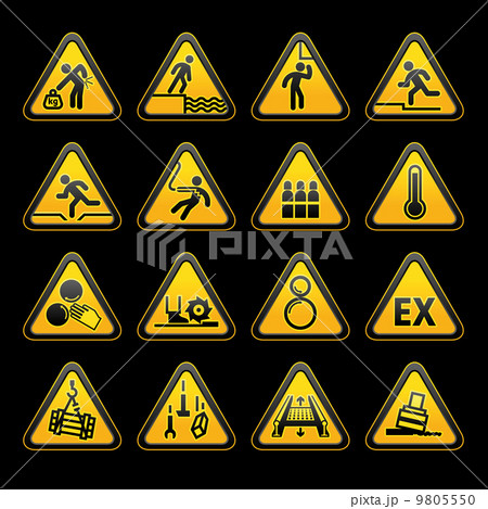 Set Triangular Warning sumbols Hazard signs