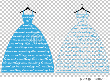 wedding dress with text something blue, vector illustration 9806589