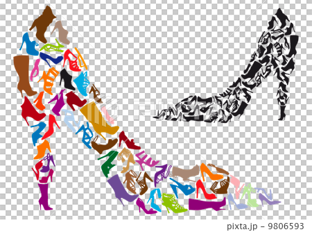 various shoe silhouettes in stiletto shape, vector 9806593