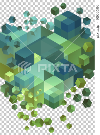 Abstract green and blue 3D cubes, vector background 9806596