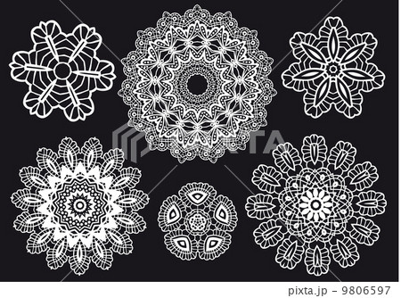 Lace pattern doilies, vector set 9806597