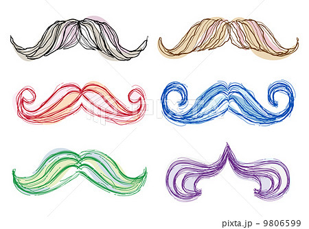 Hand-drawn mustache set, vector design elements 9806599