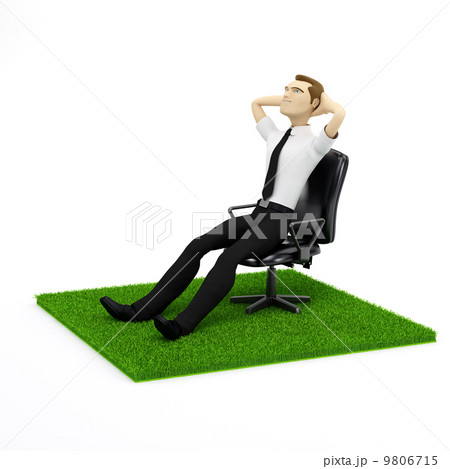 A conceptual image of a relaxing businessman on personal piece o 9806715