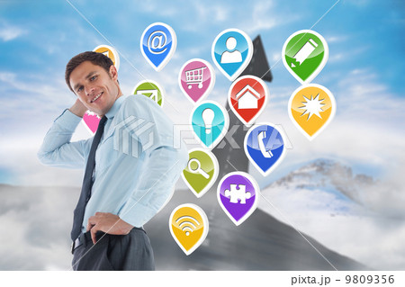 Composite image of thinking businessman with hand on head Composite image of thinking businessman with hand on head 9809356