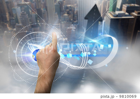 Composite image of hand pointing 9810069