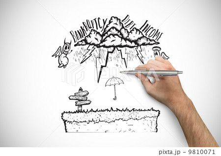 Composite image of hand holding a silver pen Composite image of hand holding a silver pen 9810071