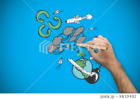Composite image of hand holding a pencil 9810492