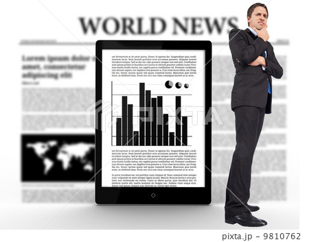 Composite image of thinking businessman touching chin 9810762