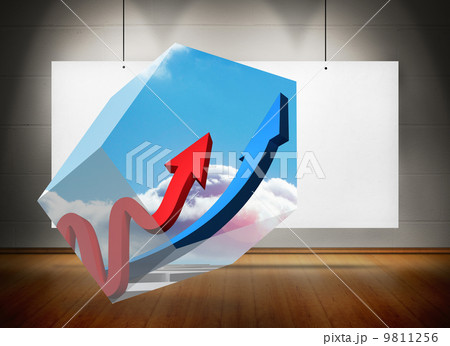 Composite image of arrows on abstract screen 9811256