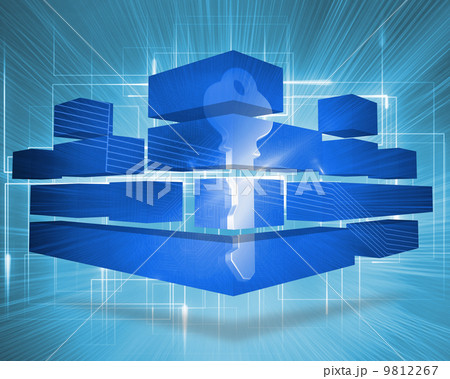 Composite image of digital key on abstract screen 9812267