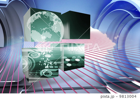 Composite image of earth interface on abstract screen Composite image of earth interface on abstract screen 9813004