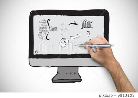 Composite image of hand holding a silver pen Composite image of hand holding a silver pen 9813105