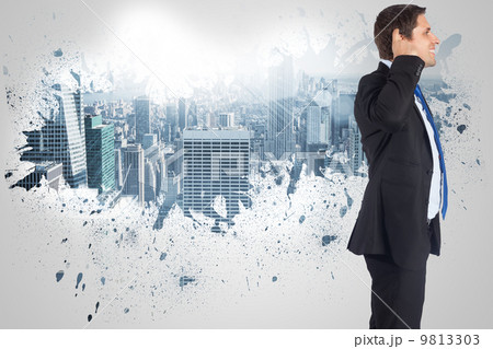Composite image of thinking businessman scratching head 9813303