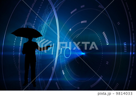 Composite image of futuristic black background with circles 9814033