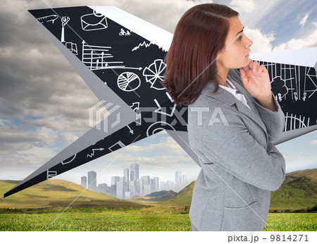 Composite image of focused businesswoman Composite image of focused businesswoman 9814271