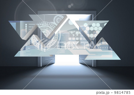 Composite image of interface on abstract screen 9814785